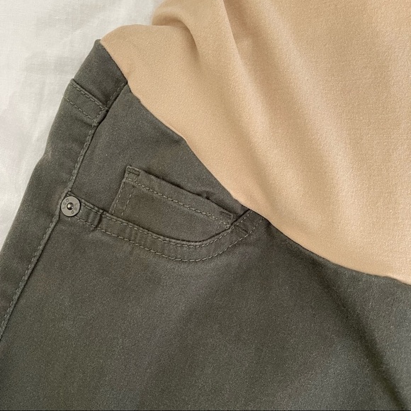 Led Luxe Essentials Denim XS Olive Green maternity jeans and belly band top - Picture 4 of 9